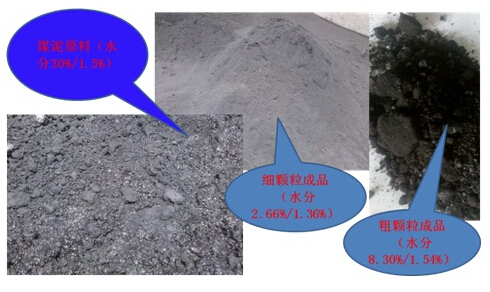 煤泥干燥前后的对比图